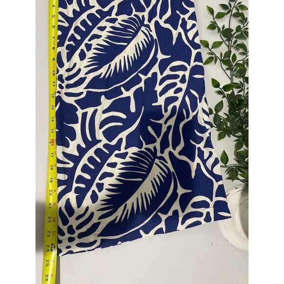Rose + Olive Womens Elastic Waist Blue & White Tropical Print Wide-Leg Pants SzM - Picture 13 of 15
